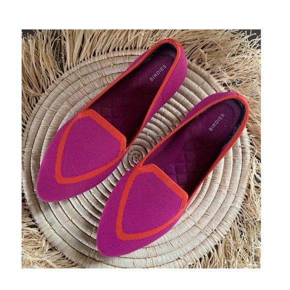 Birdies Shoes - BIRDIES The Blackbird Knit Pointed Toe Flats Tropical Pink Orange Size 6.5